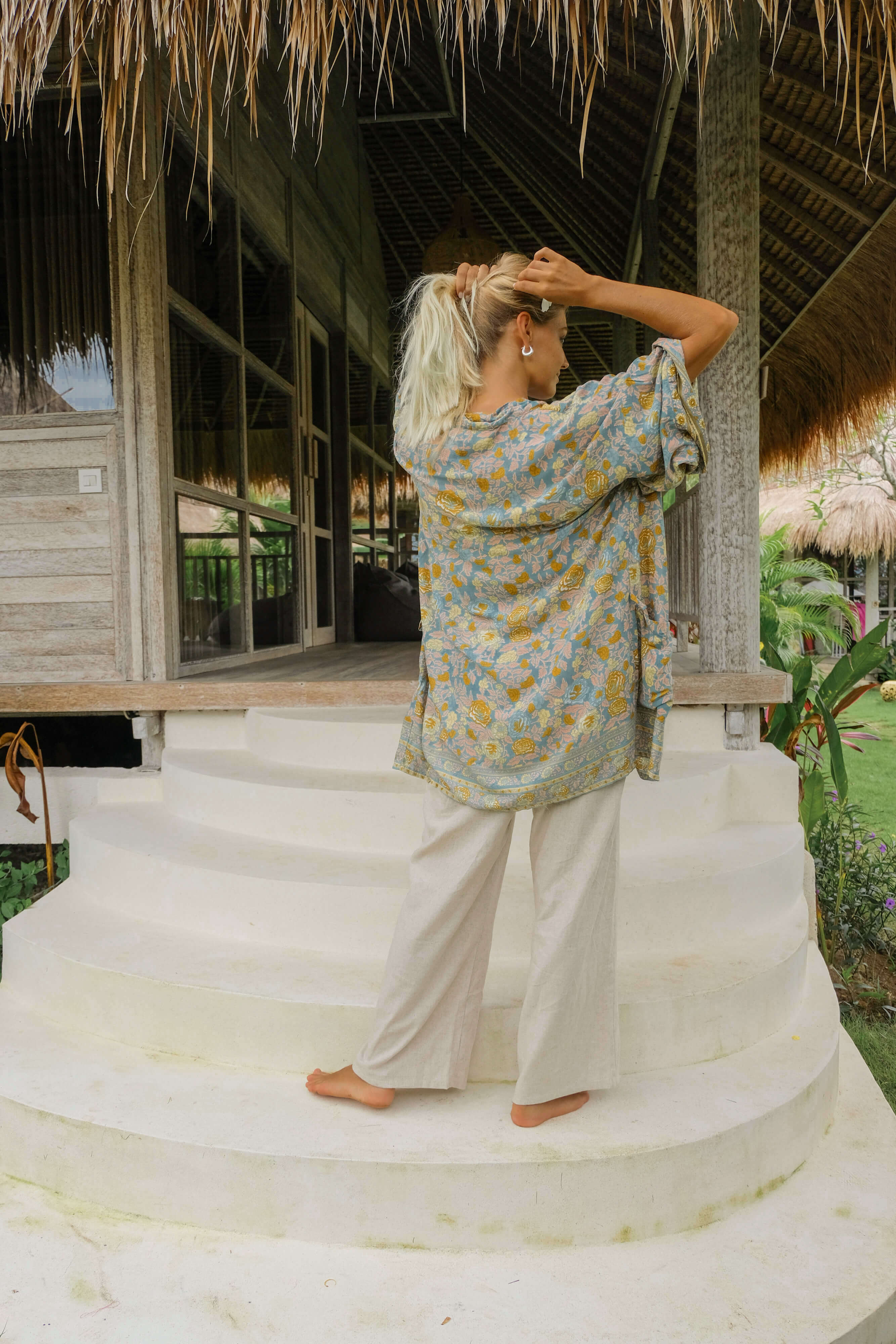Sjøgrønn kort kimono