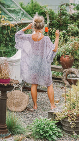 chiffon lilla kaftan - papegøyeblomst kaftan