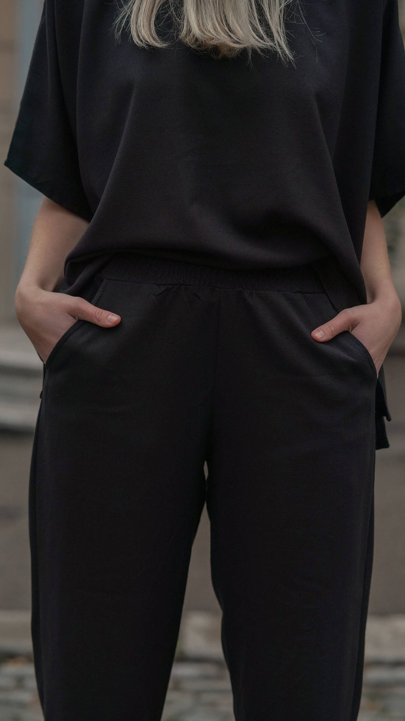sort avslappet linbukse - røsslyng bukse